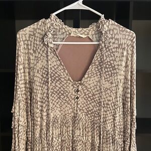 By Together Textured Animal Print Baby Doll Mini Dress